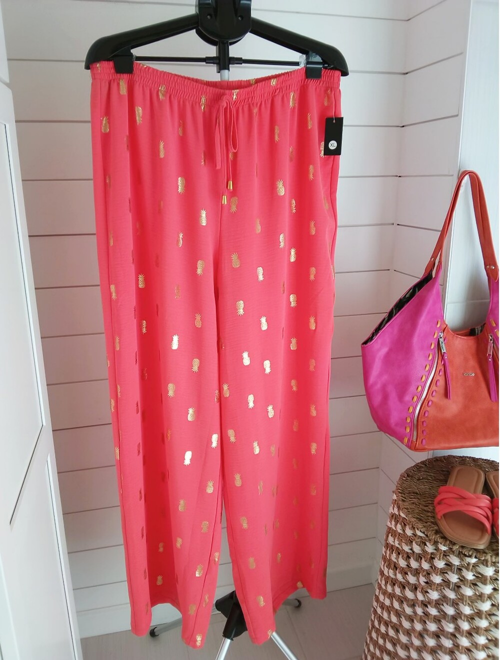 Willow + Ivy Pineapple print wide leg pants, XL, NWT